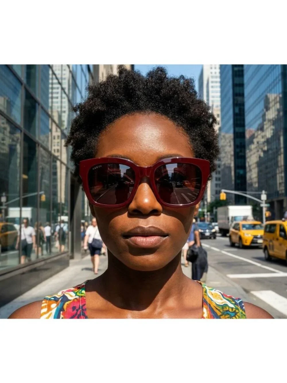 Gucci GG1338S 006 Sunglasses Black / Pink Square Frame, Grey Lenses